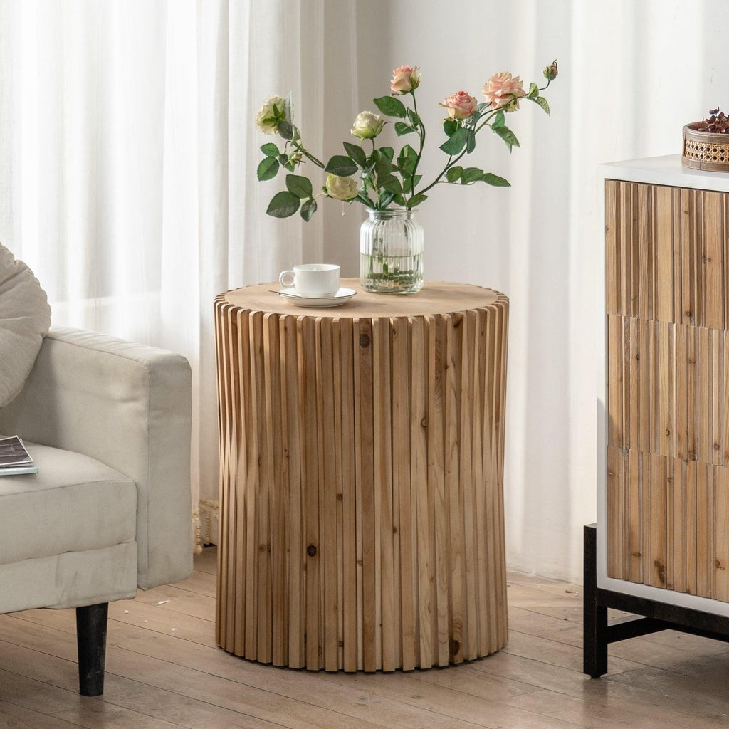 Cylindrical Coffee Table with Vertical Texture G30923