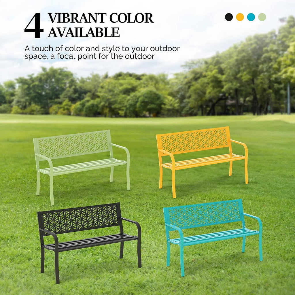 Yellow Metal Outdoor Bench X33165