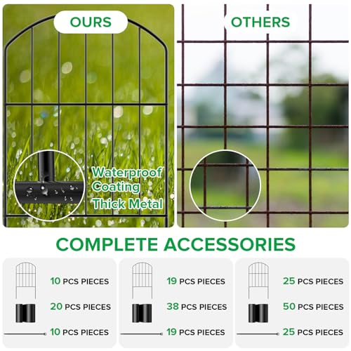 Black 10 Panel Rustproof Metal Decorative Garden Fence H381501
