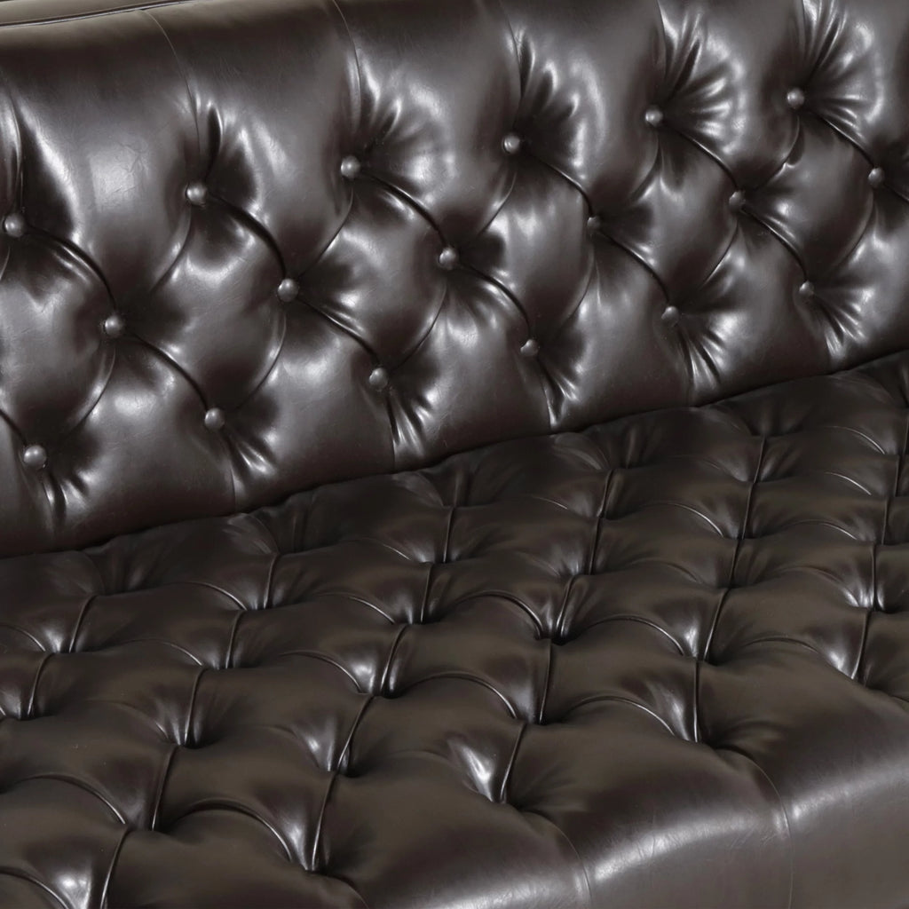 Brown Faux Leather Tufted Sofa K62821