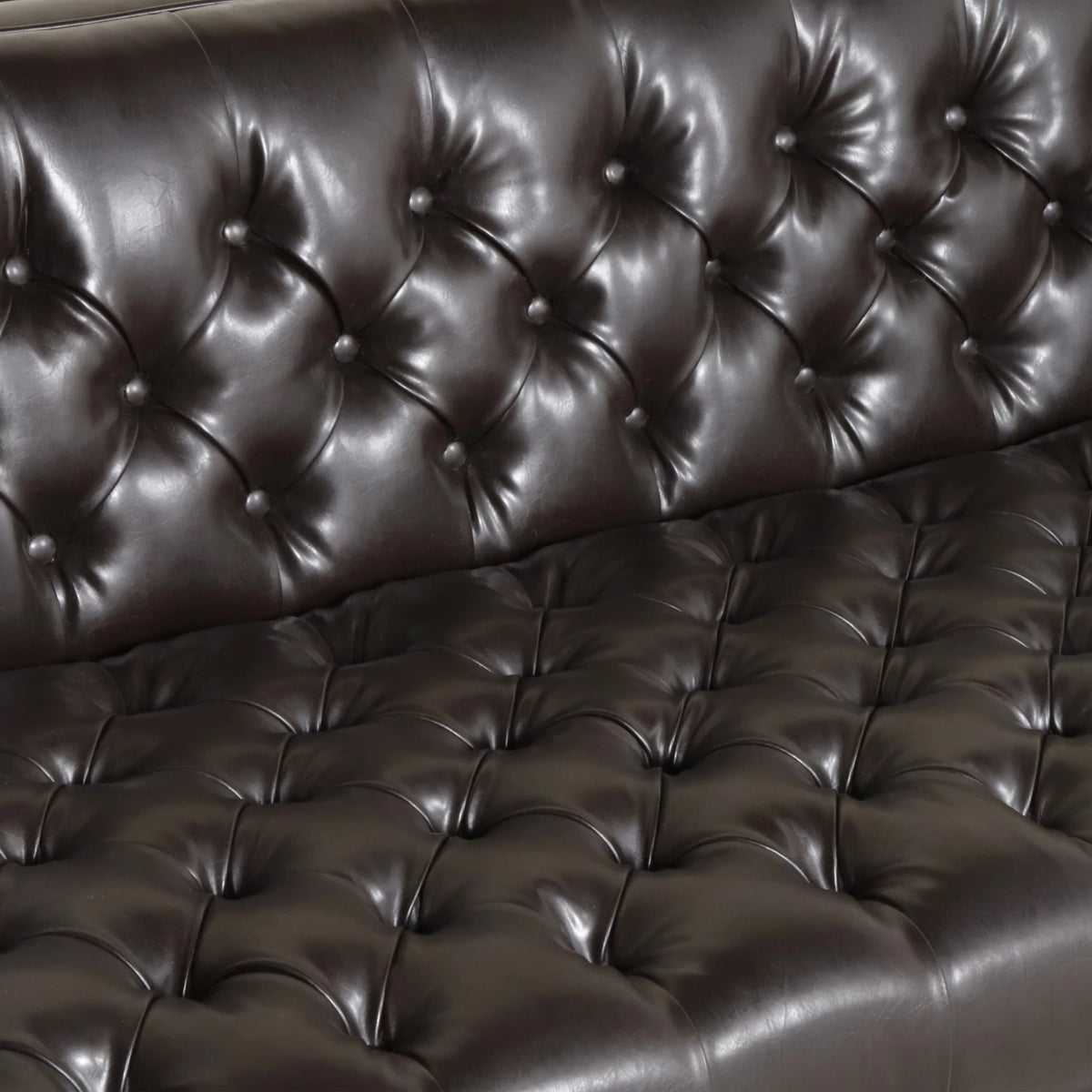 Brown Faux Leather Tufted Sofa K62821