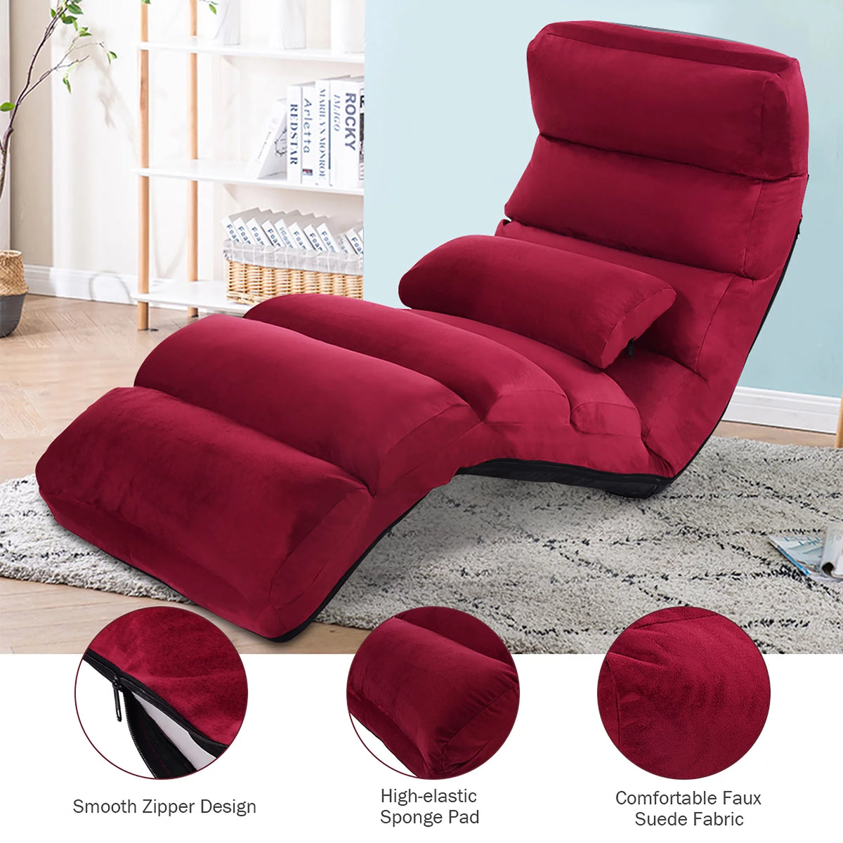 Folding Sofa Chair with Pillow Burgundy N936