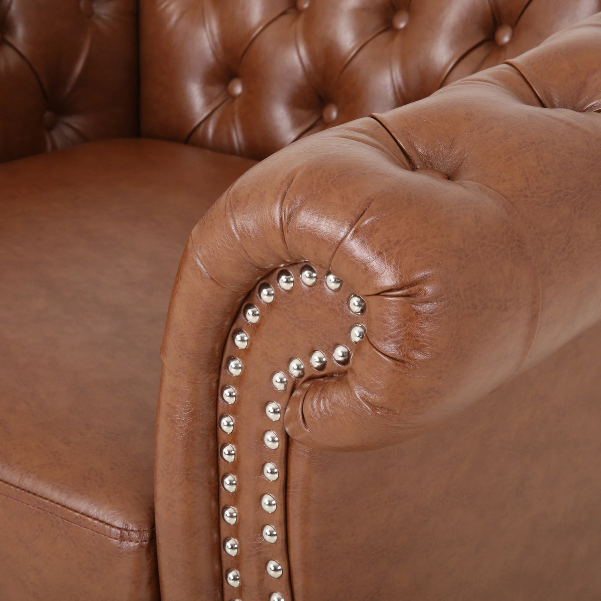 Cognac Brown and Dark Brown Chesterfield Club Chair F266
