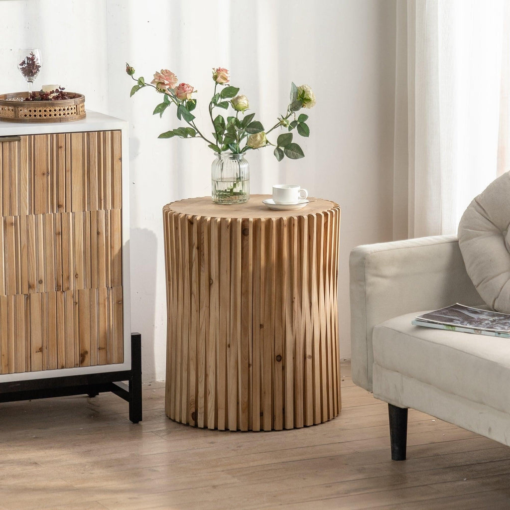 Cylindrical Coffee Table with Vertical Texture G30923