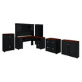 Black L Shaped Desk with Hutch and Storage S2508