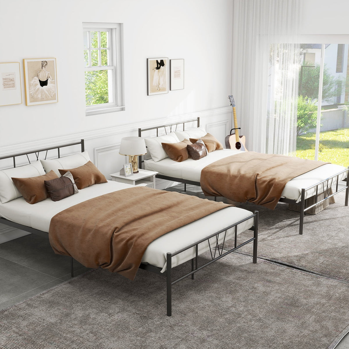 Queen Size Black Metal Platform Bed Frame R28272