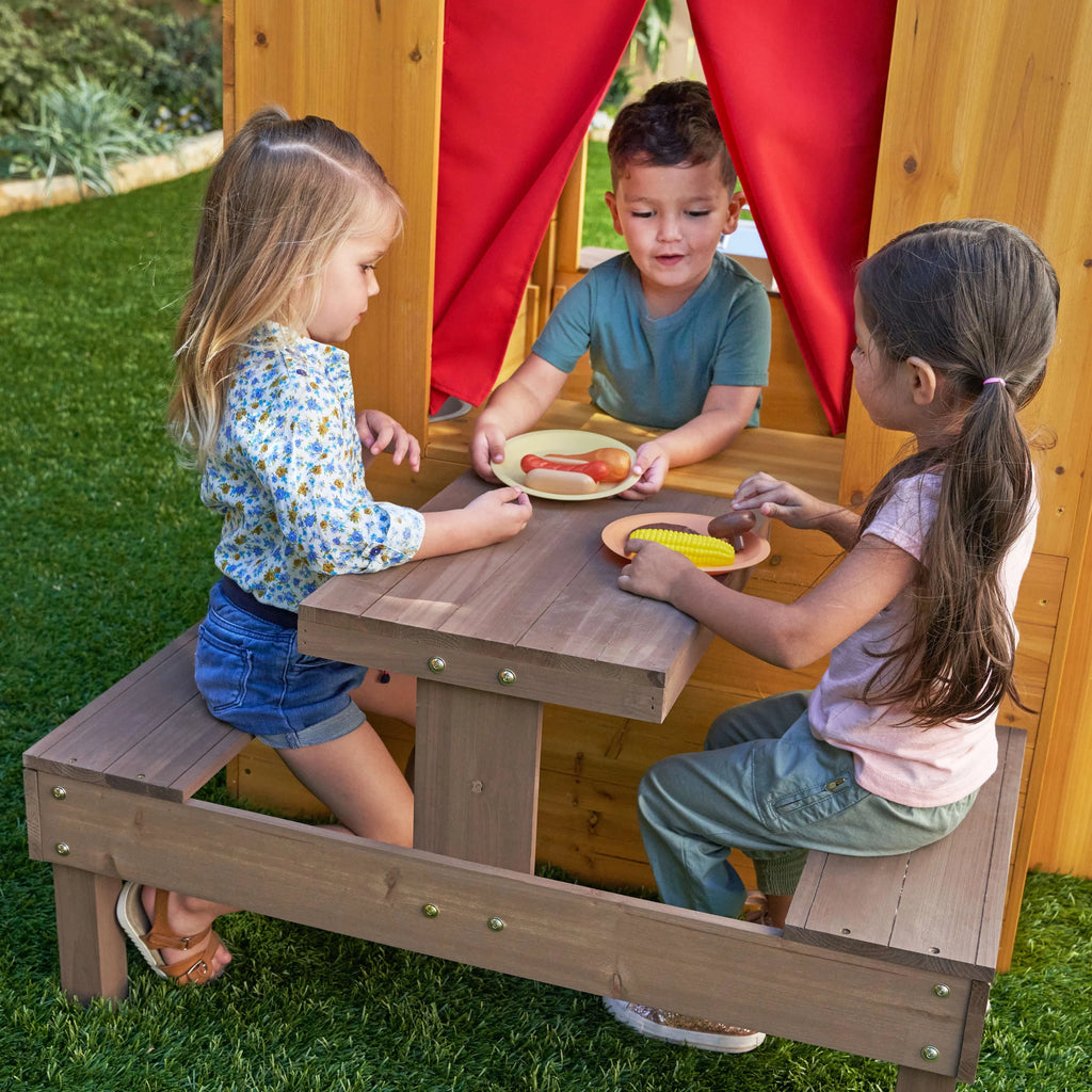 Wooden Outdoor Playhouse with Picnic Table D398