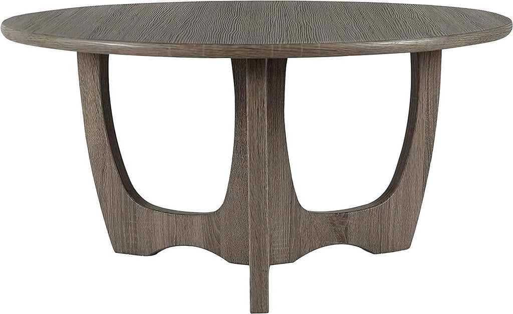 Wooden Round Coffee Table 35.5 x 18 Inches Gray N604022