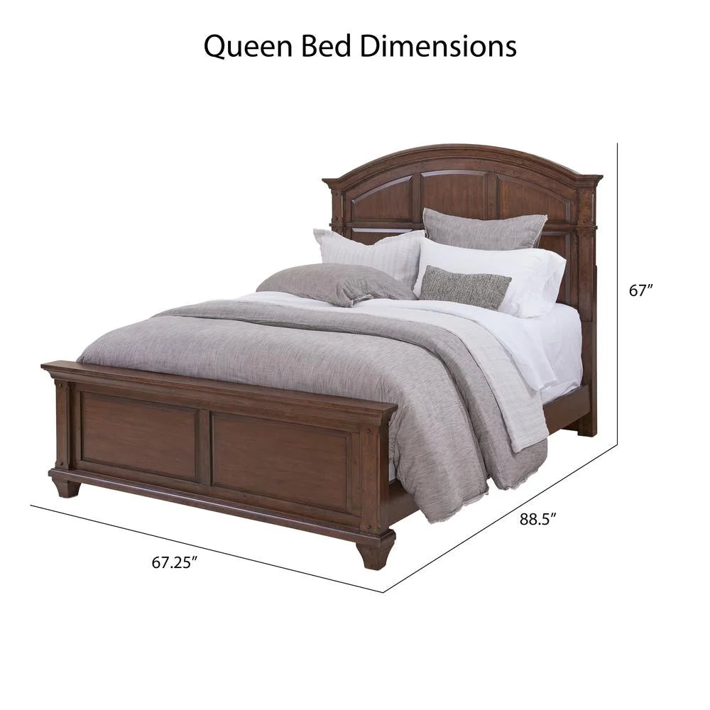 Cherry Finished Wood Queen Panel Bed N454