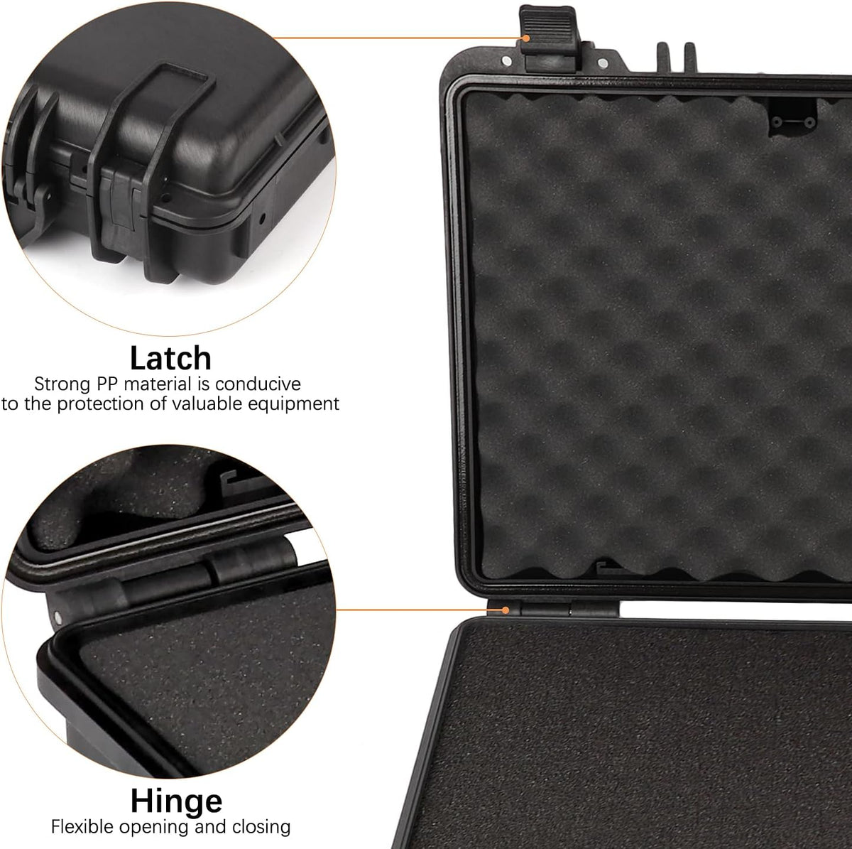 Black Waterproof Hard Camera Case with Foam Insert Y162576