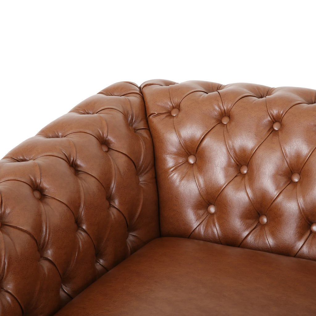 Cognac Brown and Dark Brown Chesterfield Club Chair F266