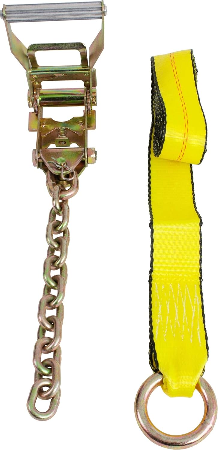 4 Pack 2 x 12' Car Tie Down Ratchet Strap with Chain Anchor E68801