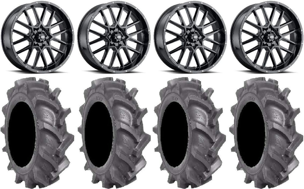 Black Wheels and Tires 4x156 Bolt Pattern 12mmx1.5 Lug Kit M9462