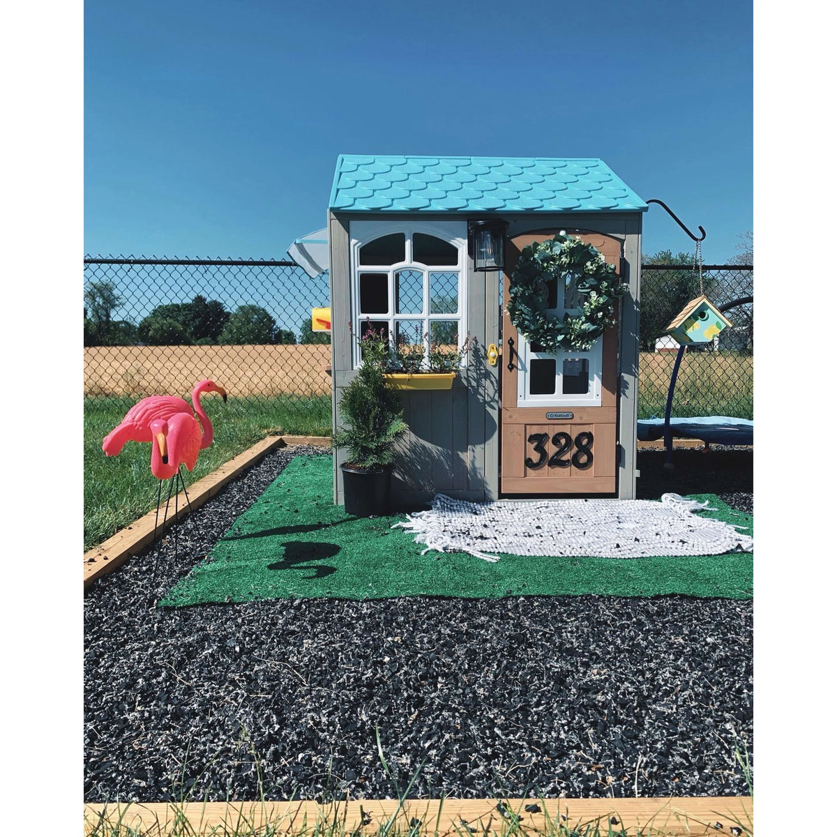 Wooden Outdoor Playhouse with Doorbell M48239