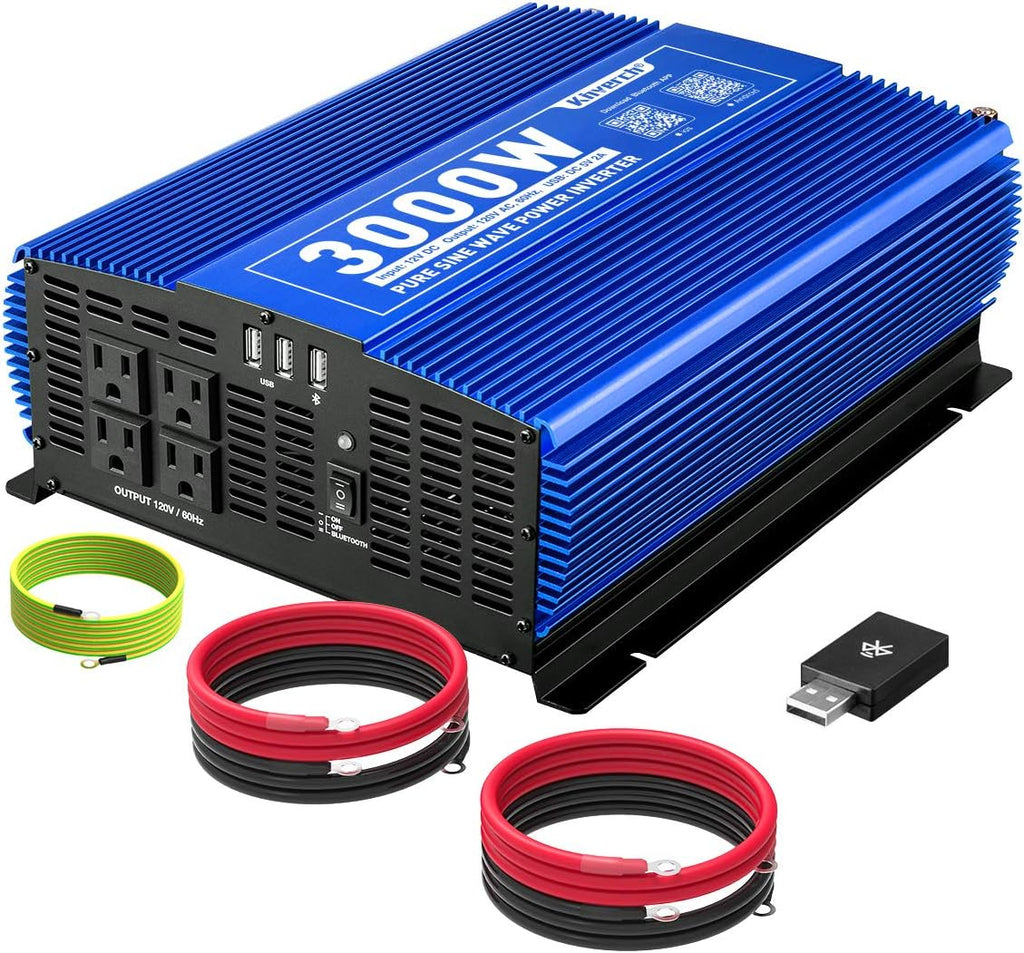 1000W Pure Sine Wave Inverter 12V to 110V with Dual AC Outlets & USB Ports F72141