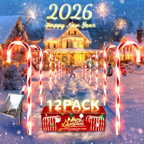 24 Pack Candy Cane Pathway Stake Lights W579647