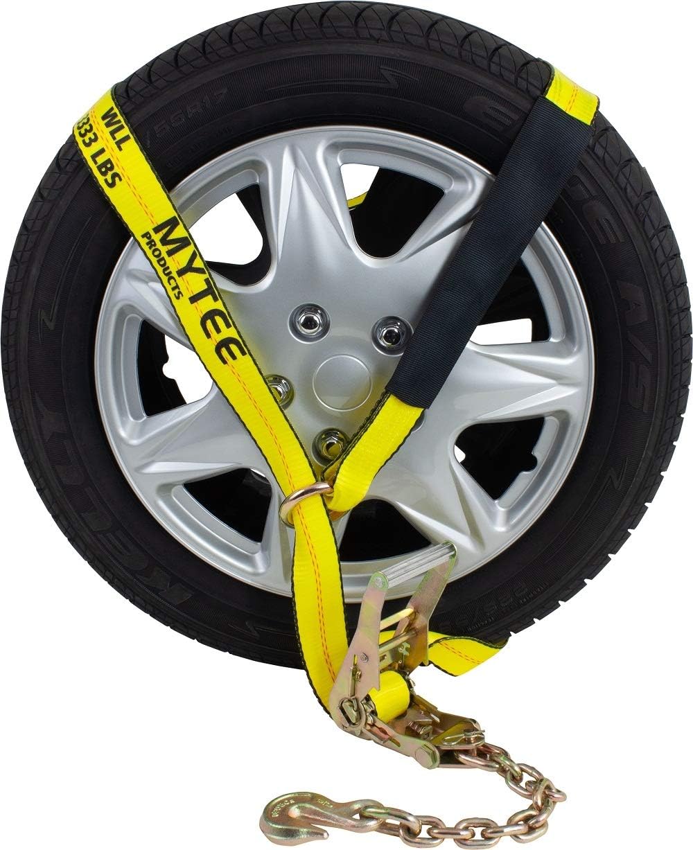 4 Pack 2 x 12' Car Tie Down Ratchet Strap with Chain Anchor E68801