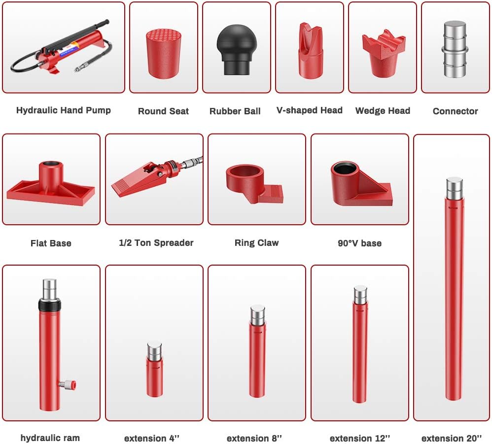 10 Ton Hydraulic Jack Auto Body Frame Repair Kit O303475