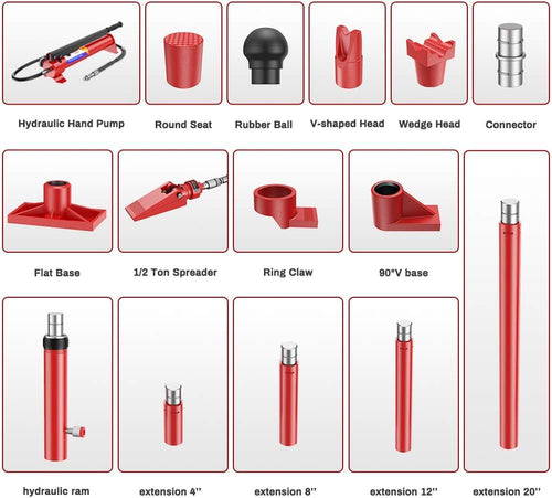 10 Ton Hydraulic Jack Auto Body Frame Repair Kit O303475
