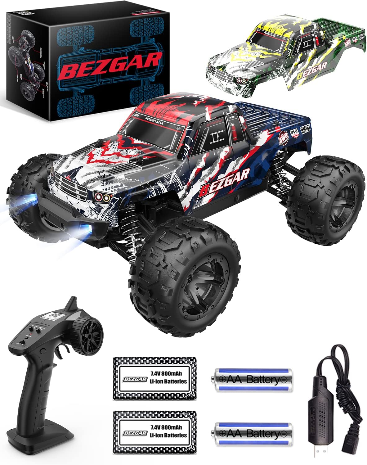 1:16 Scale 4WD Remote Control Monster Truck with 2 Rechargeable Batteries S671592