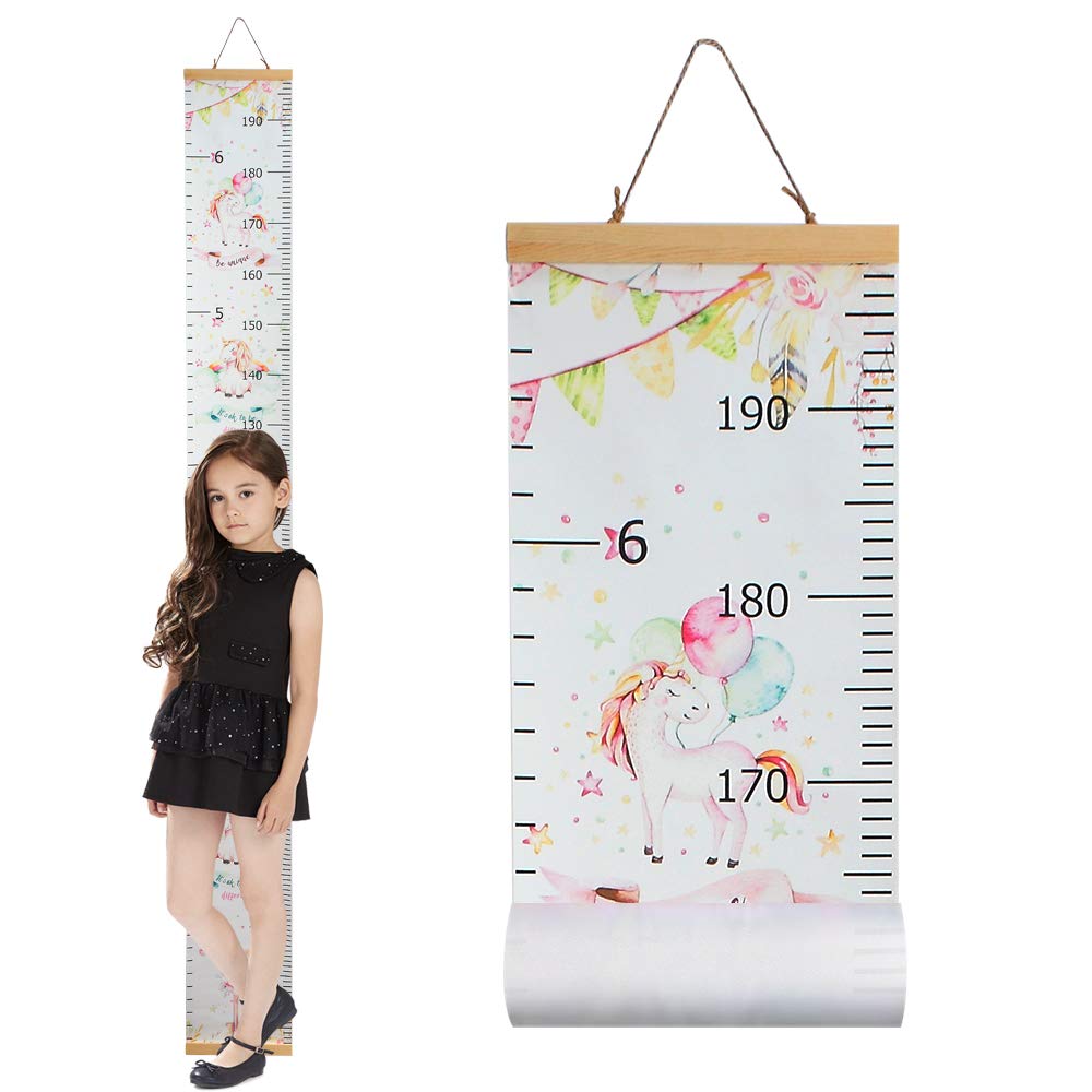 Kids Growth Chart Canvas Wood Frame Wall Ruler 79x7.9 Pack of 2 A93848
