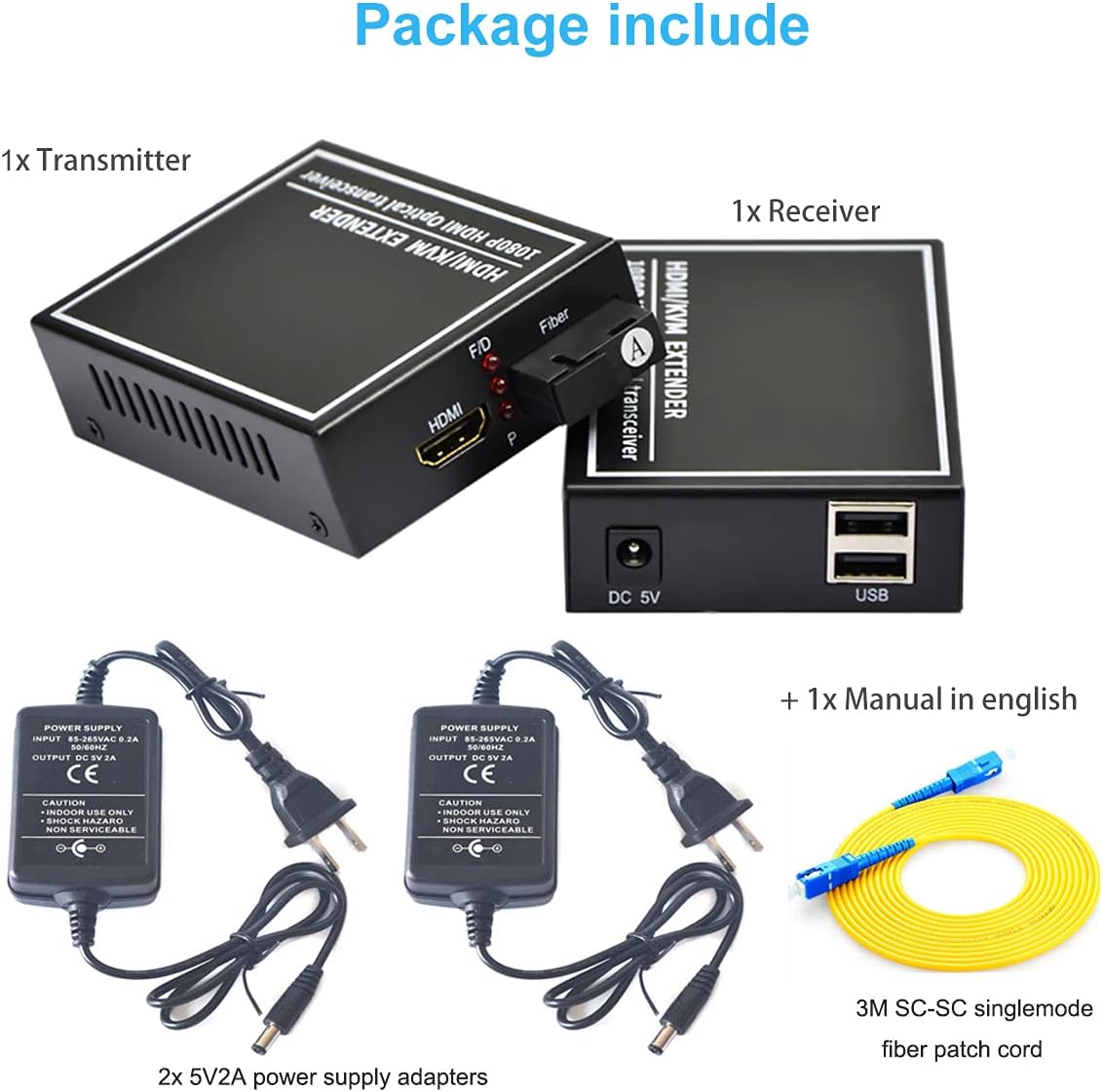 HDMI Extender Over Fiber Optic Cable up to 20Km, 1080P, 1 Transmitter and 1 Receiver X316