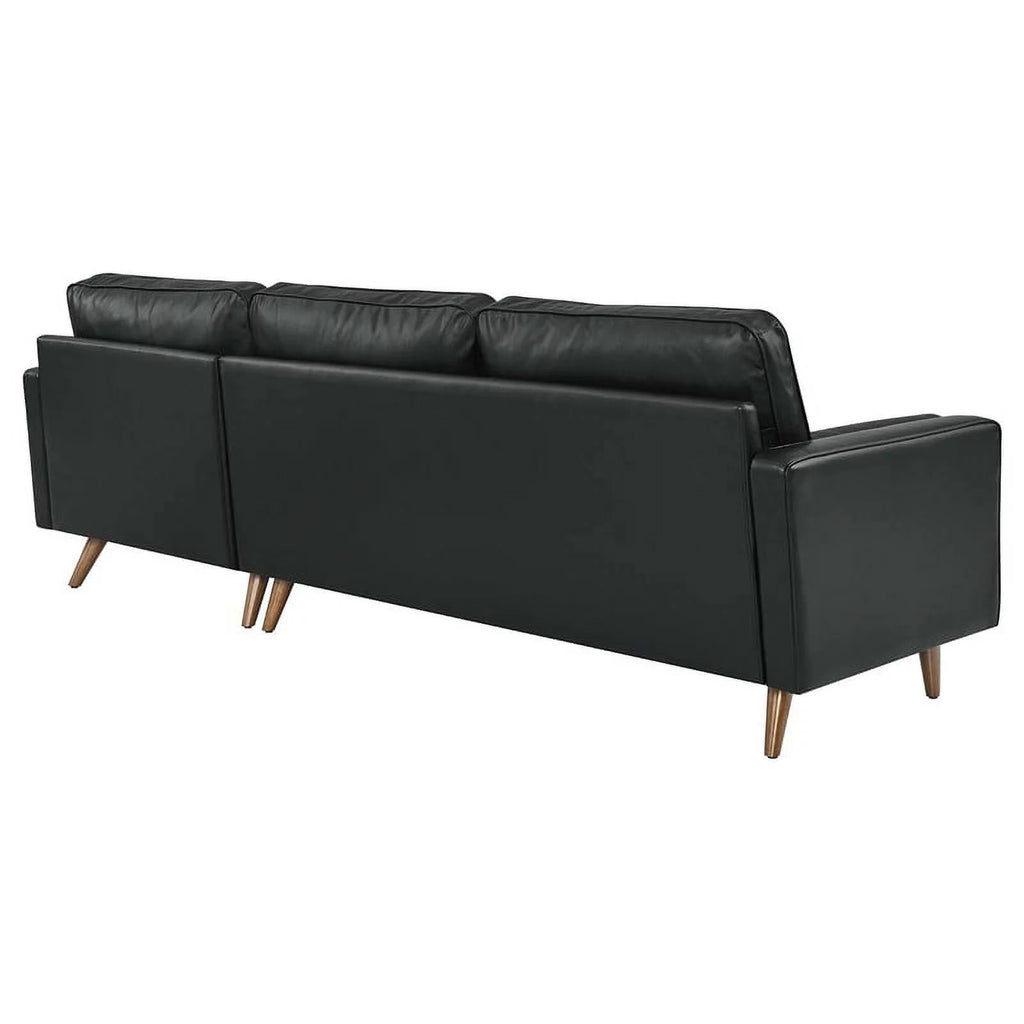 Black Leather Sectional Sofa I393
