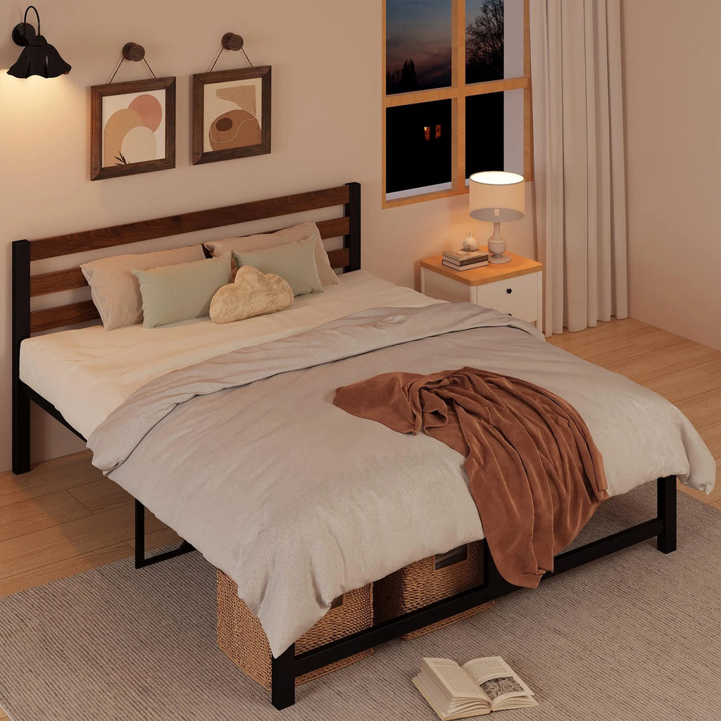 Queen Platform Bed Frame with Headboard E55332