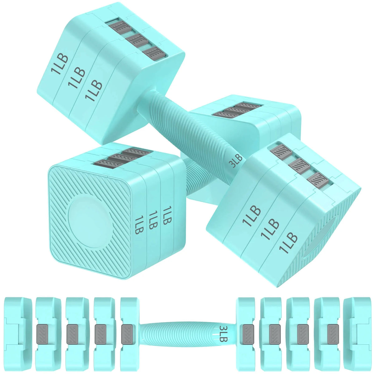 Adjustable Dumbbells Set of 2, 5 Levels 3lb-11lb I4129