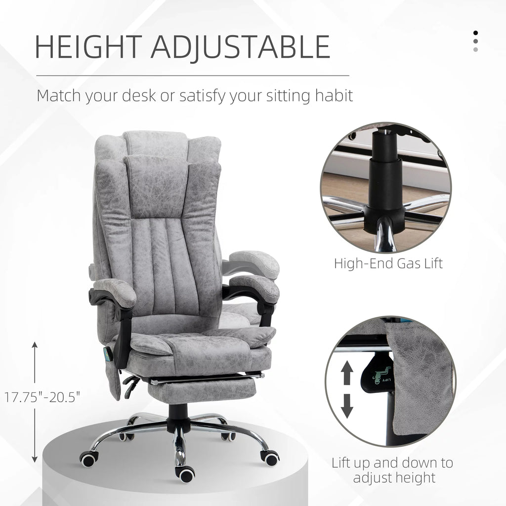 Gray Microfiber High Back Office Chair with Massage and Footrest L568