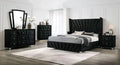 Black Solid Wood Queen Bedroom Set 3pcs T41257