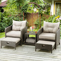 5 Pieces Wicker Patio Furniture Set with Ottomans K73041