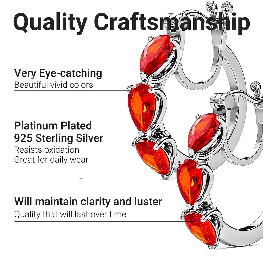 Orange Huggie Hoop Earrings Cubic Zirconia I686063