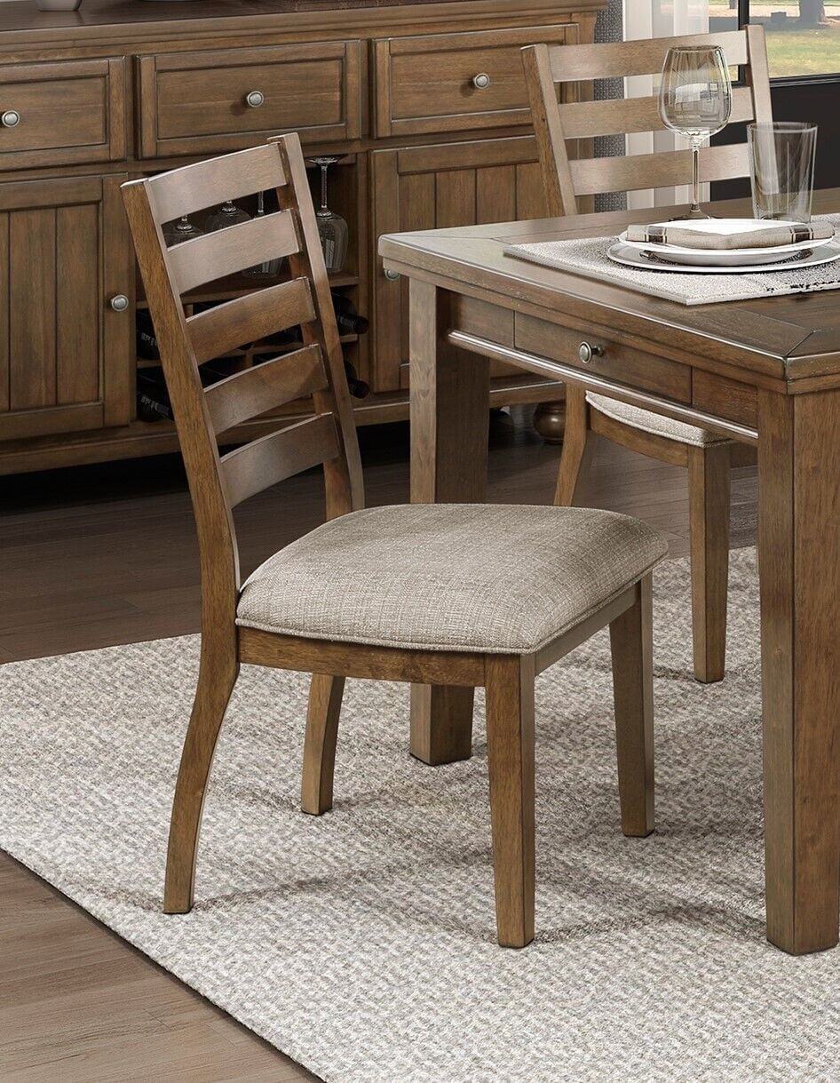 5pc Wooden Dining Table Set with Fabric Upholstered Chairs H570