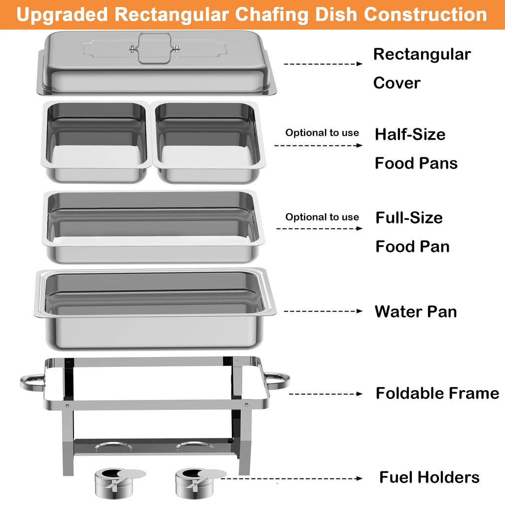 6 Packs Stainless Steel Chafing Dish Buffet Set B527