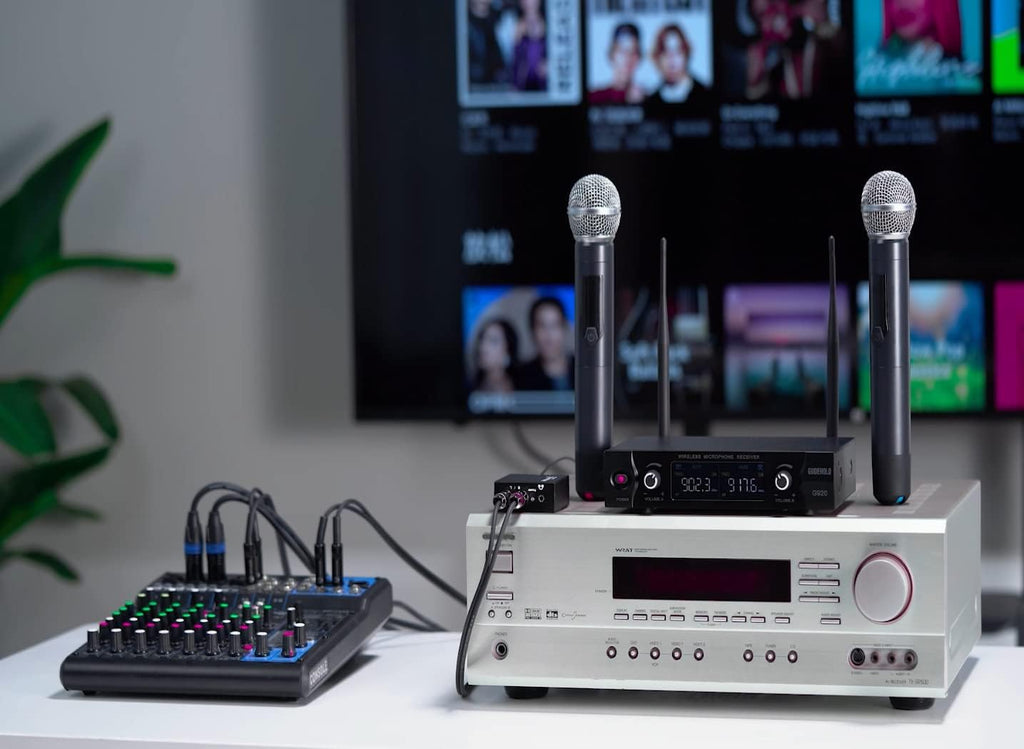 Wireless Microphone System Metal UHF Dual Handheld 20 Channels R5117