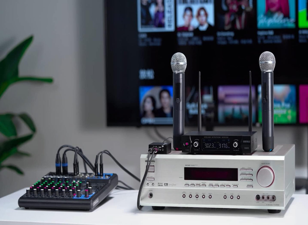 Wireless Microphone System Metal UHF Dual Handheld 20 Channels R5117