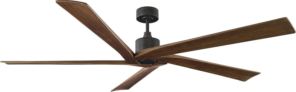 56 Outdoor Ceiling Fan with Remote, Weathered Oak Blades, Brushed Steel V9584
