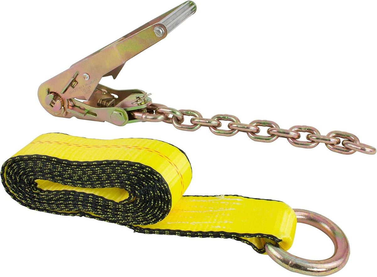 4 Pack 2 x 12' Car Tie Down Ratchet Strap with Chain Anchor E68801