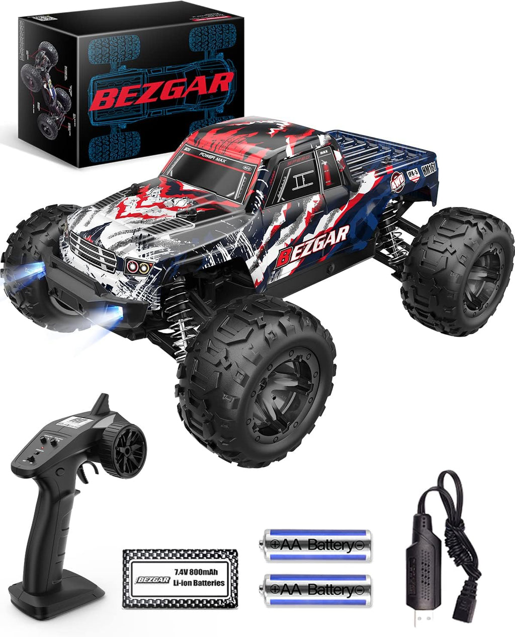 1:16 Scale 4WD Remote Control Monster Truck with 2 Rechargeable Batteries S671592