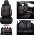 Car Seat Covers Full Set Waterproof Faux Leather Black Red G536