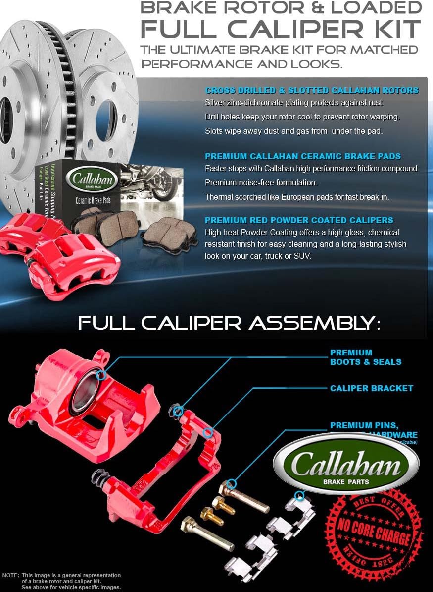 Front + Rear Calipers + Drilled Slotted Rotors + Ceramic Pads Kit G35938