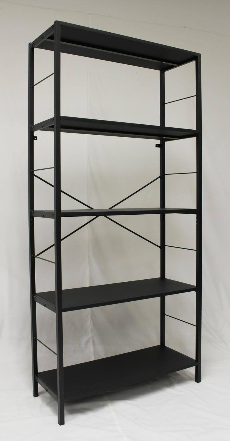 Black 5 Tier Metal Bookcase H59064