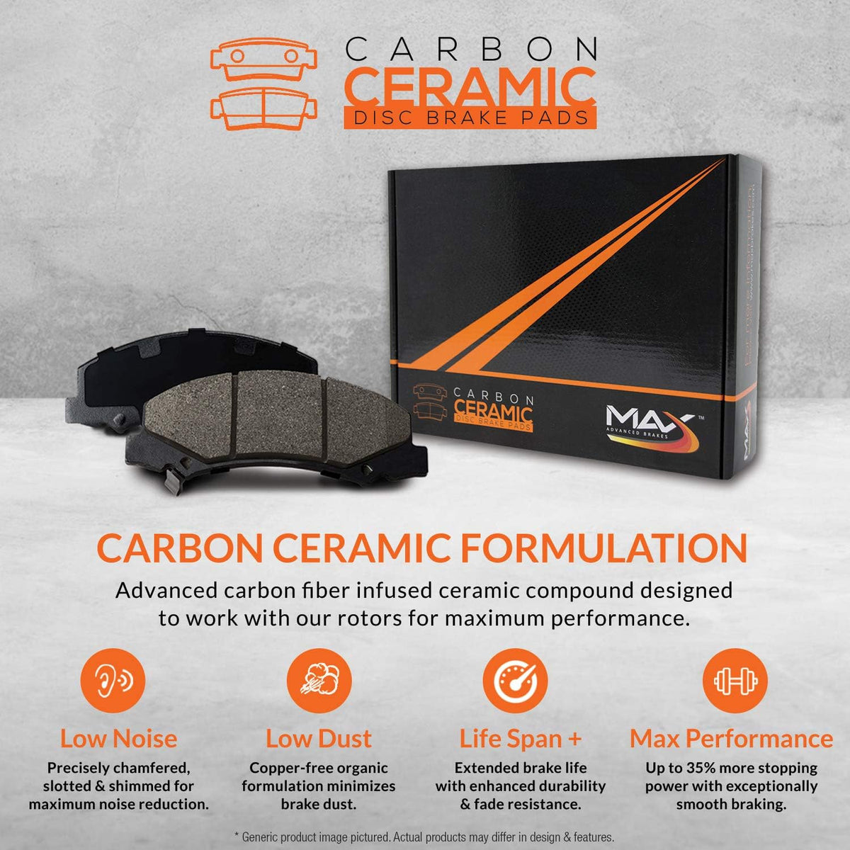 Max Brakes Premium OE Rotors with Carbon Ceramic Pads K12240