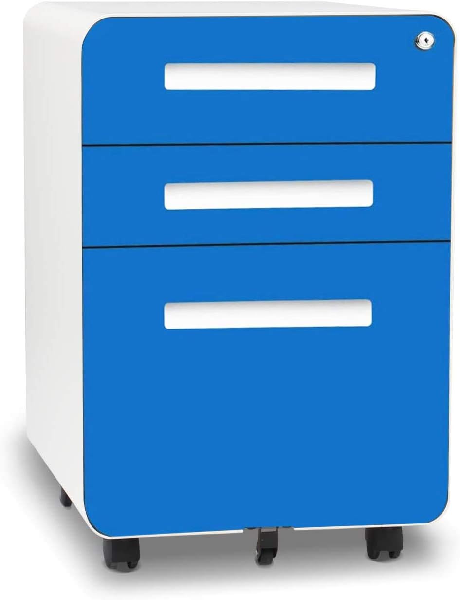 Black 3 Drawer Metal File Cabinet with Wheels P310