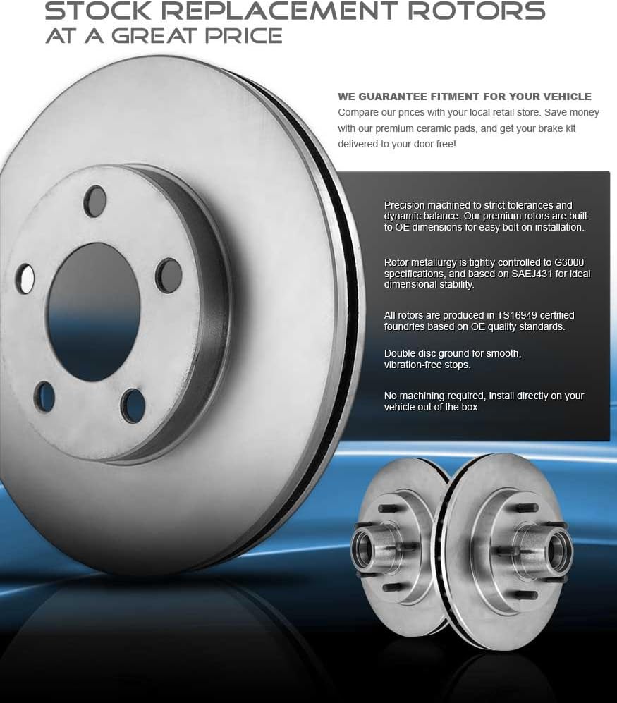 Front 303mm + Rear 283mm 5 Lug Brake Rotors + Ceramic Pads + Hardware E9224