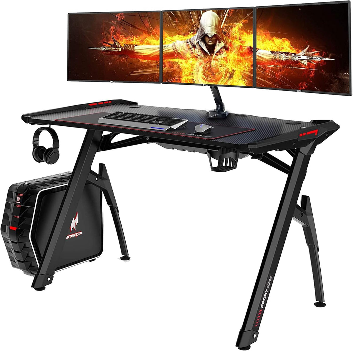 Gaming Style Desk with Cup Holder & Headphone Hook H677717