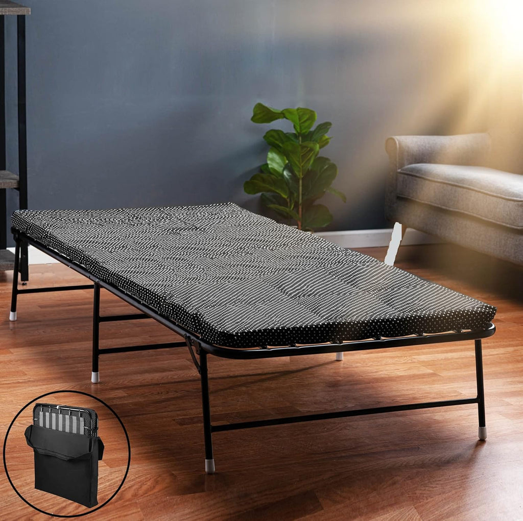 Folding Bed with Memory Foam Mattress Portable Twin with Carrying Bag T4454