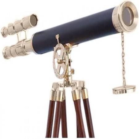Floor Standing Brass Wood Telescope Z309