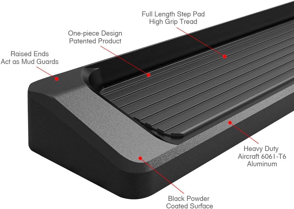 Black 6in Running Boards V7304